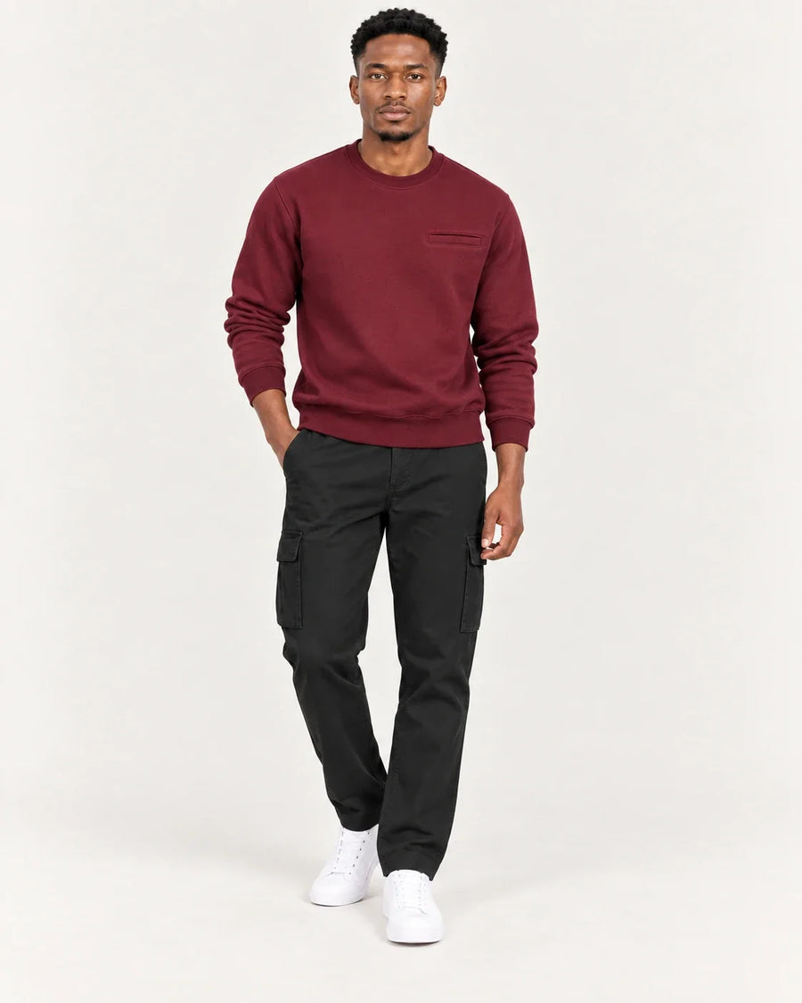 Aombe Men's Cargo Pants in black, worn front view