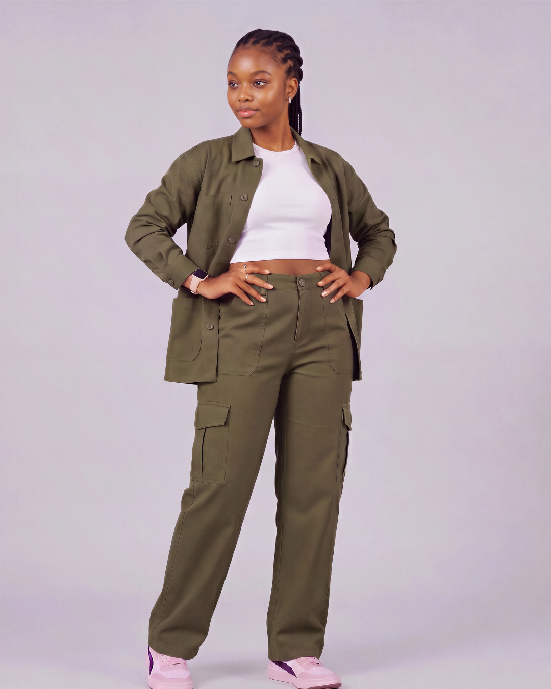 Girls' Twill Set — Cargo Pants + Jacket