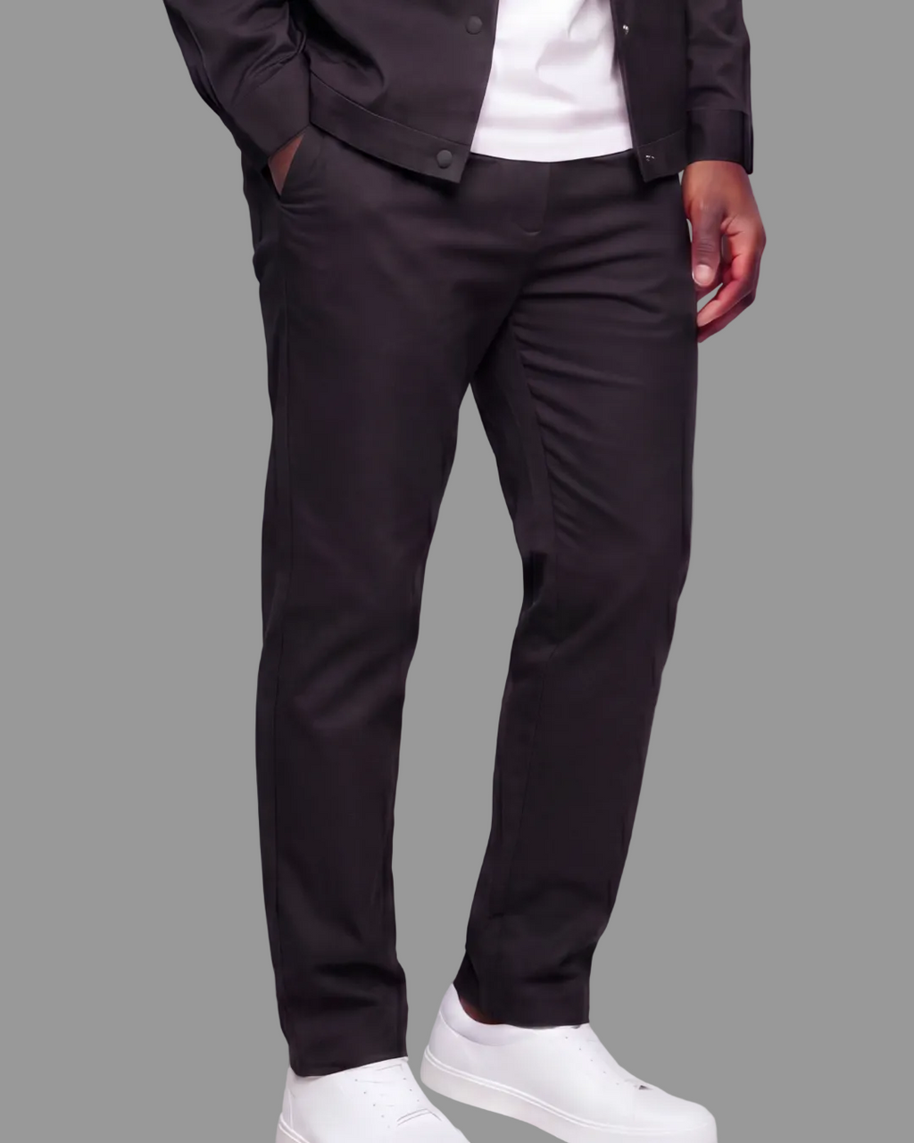 Aombe Men's Chino Pants — cotton twill chinos with half-elastic back waistband, no belt needed