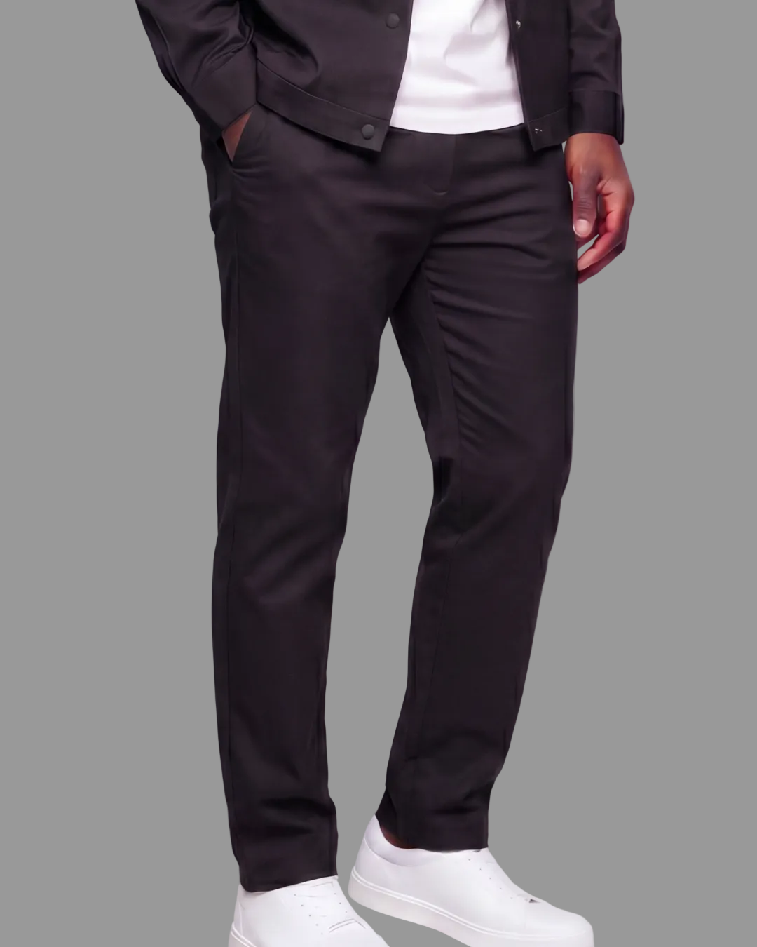 Aombe Men's Chino Pants — cotton twill chinos with half-elastic back waistband, no belt needed